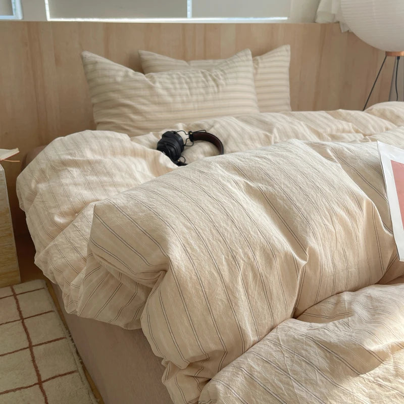 Soft Cotton Pink Stripes Duvet Cover