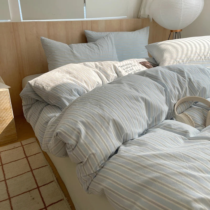 Soft Cotton Pink Stripes Duvet Cover