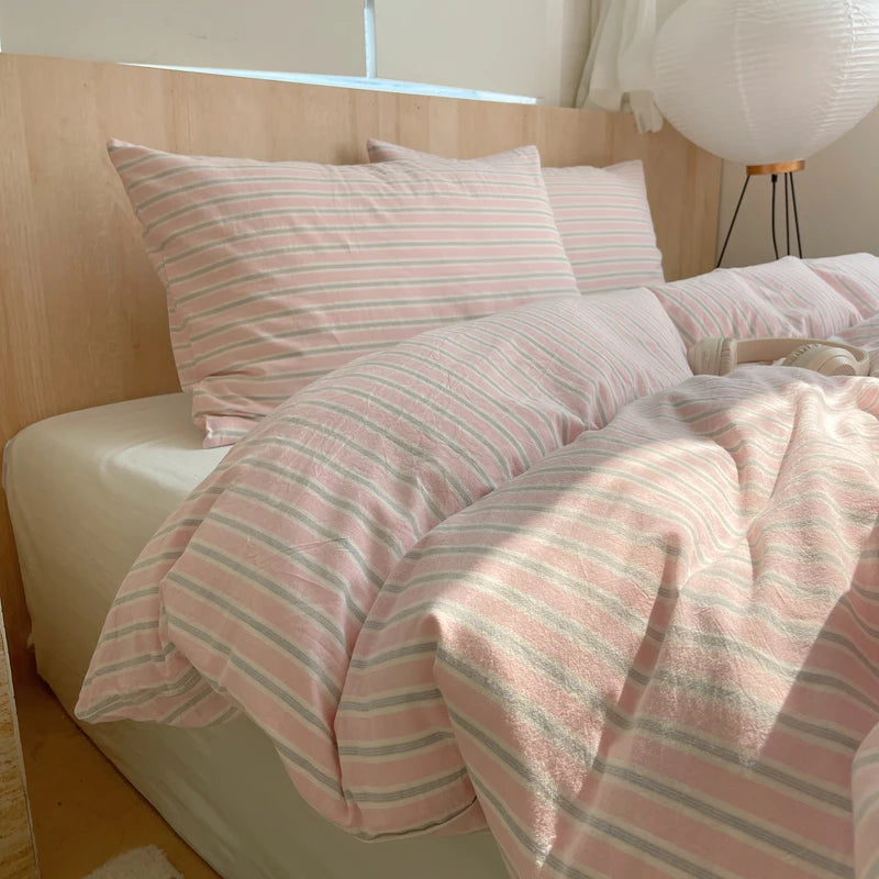 Soft Cotton Pink Stripes Duvet Cover