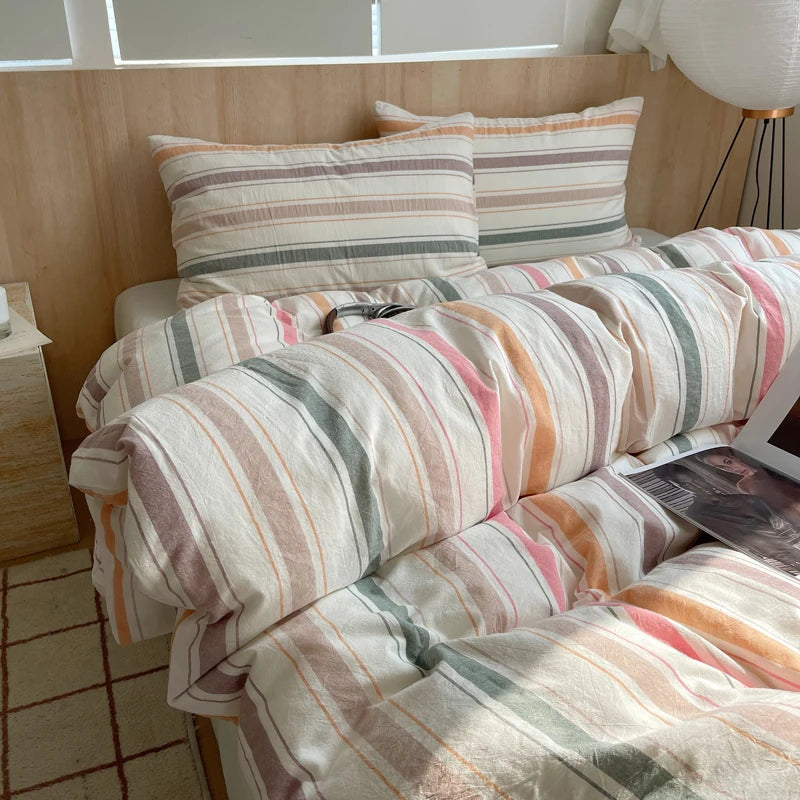 Soft Cotton Pink Stripes Duvet Cover