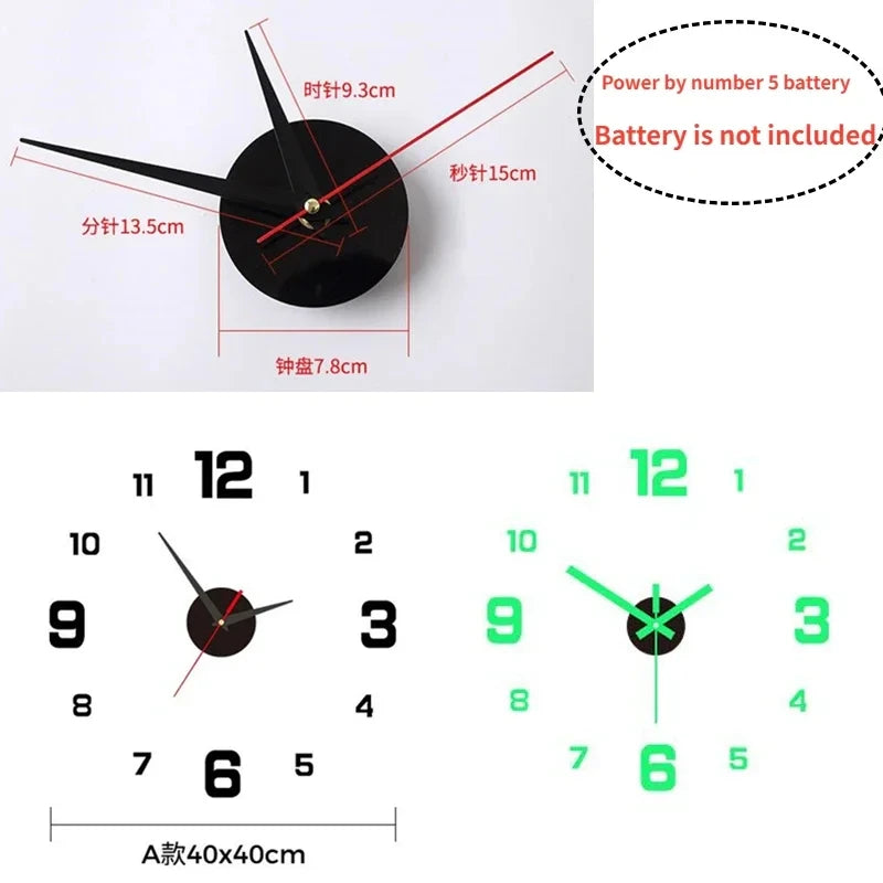 3D LED Luminous Digital Wall Clock