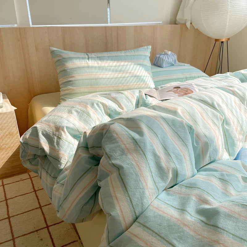 Soft Cotton Pink Stripes Duvet Cover