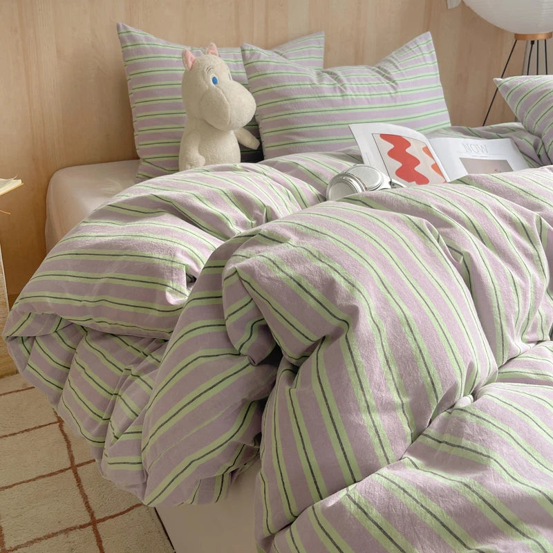 Soft Cotton Pink Stripes Duvet Cover
