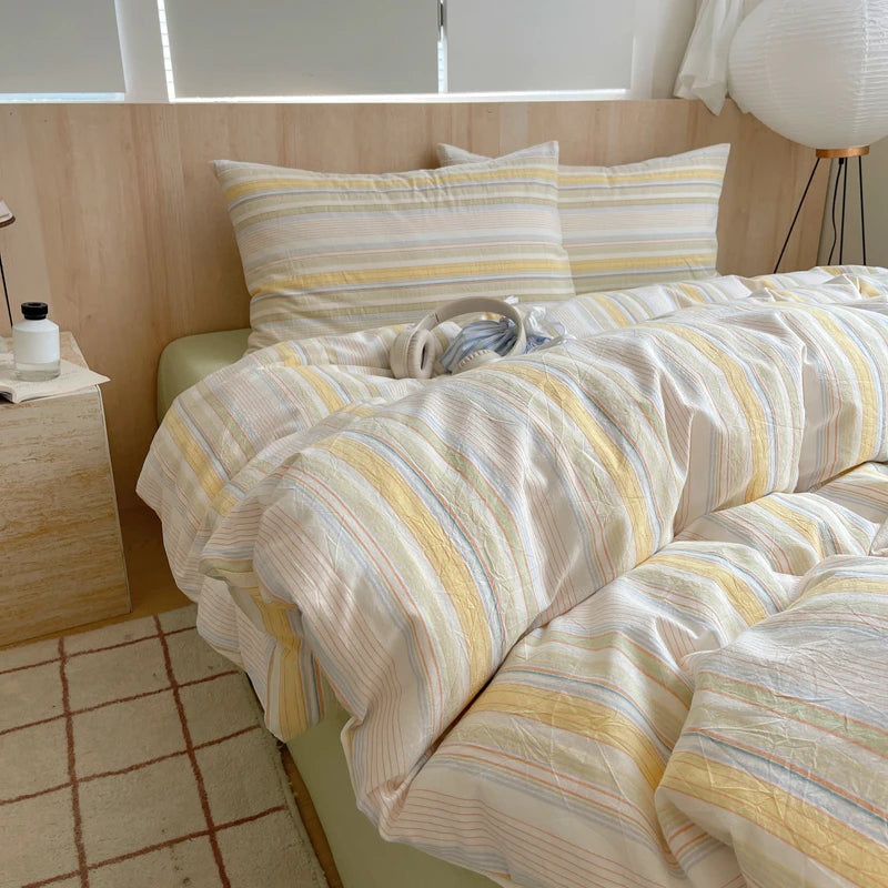 Soft Cotton Pink Stripes Duvet Cover