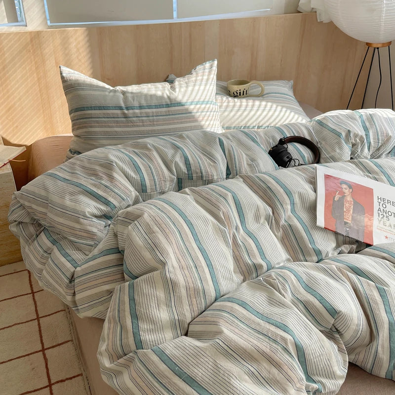 Soft Cotton Pink Stripes Duvet Cover