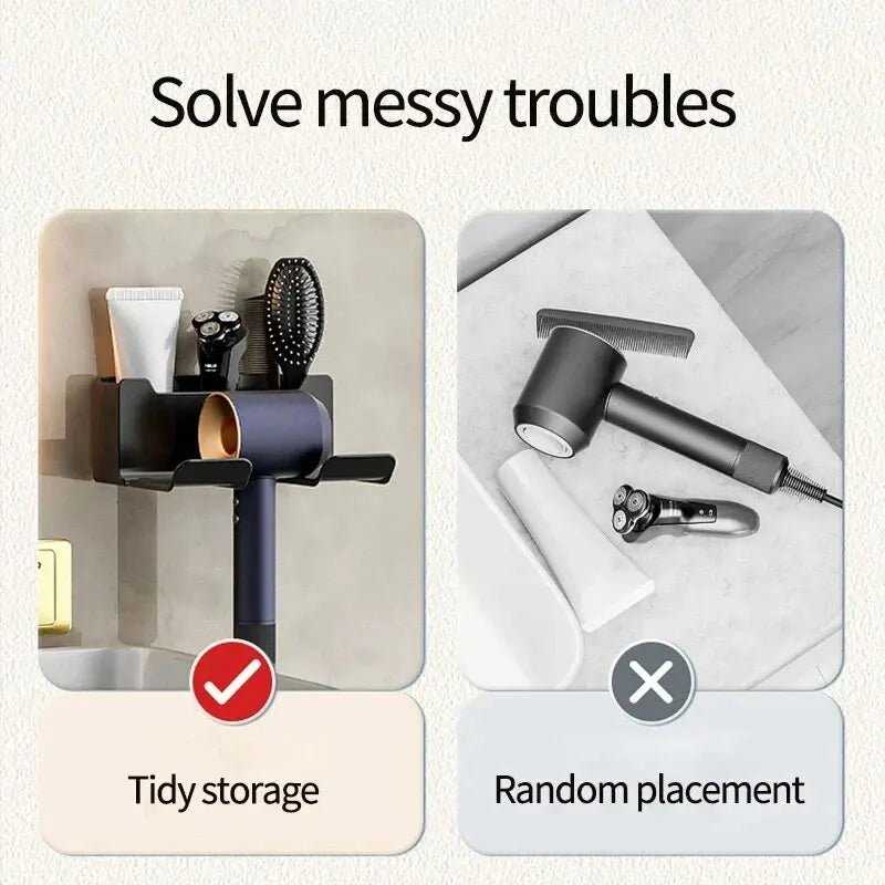 Wall-Mounted Hair Dryer Holder Organizer