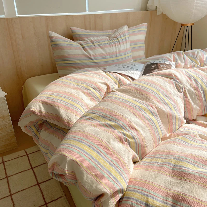 Soft Cotton Pink Stripes Duvet Cover