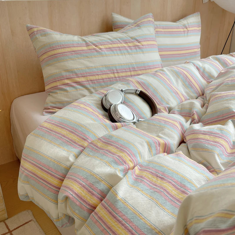 Soft Cotton Pink Stripes Duvet Cover