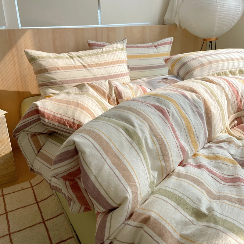 Soft Cotton Pink Stripes Duvet Cover